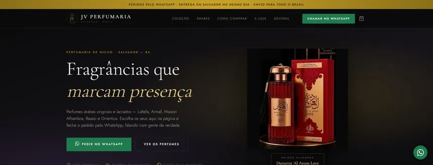 Site da JV Perfumaria